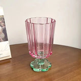 Purpdrank  225ml French Style Drinkware Glass Cup Petal Wine Glass Household Short Footed Cocktail Ice Cream Cup Dopamine Drinking Utensils