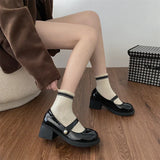 Purpdrank  Thick Heel Red Women Mary Jane Shoes Fashion Round Toe Shoes 2025 Spring Ladies Casaul College Style Pumps