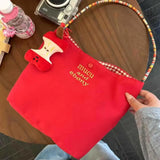 Purpdrank  Cartoon Canvas Shoulder Bag Lightweight High Capacity Crossbody Shoulder Bag Handbag for Office Workers