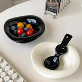 Purpdrank  Handmade Ceramic Dessert Bowl Solid Color Yogurt Bowl Household High-value Tableware Fruit Salad Breakfast Oat Yogurt Bowl