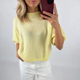 Purpdrank  Women's Spring Autumn Knit Sweaters Half Sleeve O Neck Solid Color Casual Knitwear Loose Pullover Tops