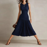 Purpdrank  Summer Elegant Long Party Dress Women Fashion Sleeveless O-neck Slim A-line Maxi Dresses Casual
