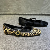 Purpdrank  European and American Design Single Shoes 2024 Spring Autumn New Leopard Pattern Low Heel Mary Jane Strap Women's Single Shoes