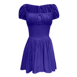Purpdrank  Women Summer Dress Sleeveless Square Neck Corset Waist Button Front Short Dresses Casual A-Line Flowy Tank Dress Y2k Streetwear