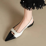 Purpdrank  Summer NewFashion able Pointed Leather Face Color Block Light Mouth Women's Comfortable Sandals for External Wearing autumn