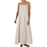 Purpdrank  Women Elegant Dress Strapless Solid Color Long Dresses Sleeveless Sexy Large Size Maxi Dresses Holiday Beach Dresses Vestidos