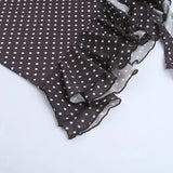 Purpdrank  Women's Sexy Polka Dot Halter Neck Bodycon Mini Dress Ruffle Hem Asymmetrical Party Dress