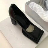 Purpdrank  Square Toe Chunky Mary Jane Shoes Women Shallow Strap Retro Women Shoes Designer Pumps Woman Spring Fall New Black High Heels