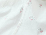 Purpdrank  Retro French Style White Floral Print Short Puff Sleeve Dress Women V neck Slim Waist A-line Mini Dresses Vestidos Holiday Robe