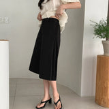 Purpdrank  Summer Vintage High Waist Women's Wide Leg Shorts 2025 New Solid Single Button Casual Loose Office Half Pants Female