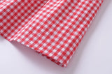 Purpdrank  Holiday Plaid Print Off Shoulder Mini Dress Retro Women Short Sleeve Low Waist Ruched Hem Ball Gown Swing Mini Robe Party