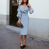Purpdrank  Fashionable Polka Dot Print Midi Dress Women's Sleeveless V-neck Street Style Polyester Cotton Blend Dress from Guangzhou