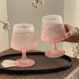 Purpdrank  Matte Glass High Footed Glass French Gradient Pink Party Champagne Cocktail Glass Bar Atmosphere Design Wine Glasses Gifts