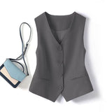 Purpdrank  Summer New Product Retro Black Short Suit Waist Vest Cardigan Sleeveless Vest Top Vest Foreign Style Fresh and Fashionable