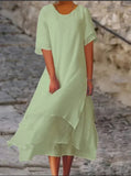 Purpdrank  Spring Summer Fashion White Long Women's Irregular Dress V-neck Half Sleeve Leisure Vacation Beach Dresses for Women Robe Femme