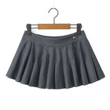 Purpdrank  Summer Mini Skirts Vintage Kawaii Skirts Women Super Short Skirts For Woman Preppy Style Mirco Skirt Pleated Preppy Style Grey