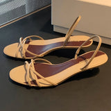Purpdrank  Elegant Cross Tied Kitten Heel Design Brand Sandals Women Fashion Pointed Toe Patchwork Slide Sandals Sexy Open Toe Beach Sandal