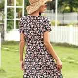 Purpdrank  Autumn And Winter Dress Female Long Sleeves Round Collar Slim Temperament Joker Printing And Dyeing Skirt Female