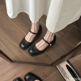 Purpdrank  Spring and Summer New Women's Fashion One Button Strap Shallow Sandals Mary Jane Square Heels High Heels Women's Elegant
