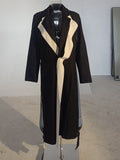 Purpdrank - Women Black Topstitched Long Big Size Trench New Lapel Long Sleeve Loose Windbreaker Fashion Spring Autumn 2023 1W51909