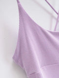 Purpdrank  Summer Sexy Bandage Cross Lacing up Backless Spaghetti Strap Dress Women Hem Slit Sling Holiday Dress