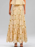 Purpdrank  Yellow Crochet Sexy Hollow Out Retro Lace Long Skirts for Women 2025 Summer Fashion High Waist Strechy Elegant Party Skirt Lady