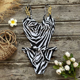 Purpdrank  Sexy Zebra Women One Piece Swimsuit Female Swimwear Backless Monokini Hollow Out Swimming Suit Beachwear Bathing Suit