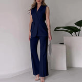 Purpdrank  Chic Two-Piece Women's Set Button-Detail Vest with Lapel Neck & Tailored Trousers Versatile Outfit for Work and Sophisticated