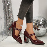 Purpdrank  Punk Elegant Pointed Toe High Heels Pumps Women 2025 New Trendy Thick Rose Heeled Dress Shoes Woman Y2K T-Strap Mary Jane Shoes