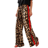 Purpdrank  Fashionable Leopard Print Women's Pants Spring New Product 2025 Splicing Loose Wide Leg Flared Pants Casual Long Pants For Women