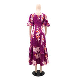 Purpdrank  Summer Europe Romantic Women's Dress Square Collar Belt Pocket Ruffled A-line Beach Vestidos Femme
