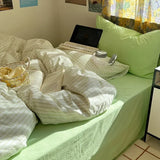 Purpdrank  Hot Sale Striped Cotton Bedding Set Soft & Skin-Friendly Duvet Cover Sets Japan and Korea Style Design Bed Linen Set