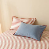 Purpdrank  Striped Contrasting Color Student Dormitory Bed Solid Color Four Piece Set