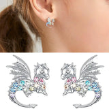 Cat Dinosaur Dragon Horse Stud Earrings for Women Fine Animal Monkey Cow Wolf Sloth Fox LLama Earrings Gifts Jewelry for Girls