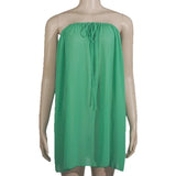 Purpdrank  Vacation Style Pure Color Neck Hanging Loose Beach Dress Irregular Hemline Fashion Casual Women's Dress Polyester Fabric