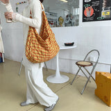 Purpdrank  Colorful Plaid Shoulder Bags for Women Large Capacity Portable Ladies Tote Underarm Bag Travel Outdoor Female Casual Handbags