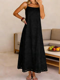 Purpdrank  Beach Casual Spaghrtti Strap Long Dress Women Summer Elegant Sleeveless Backless Lace Maxi Dresses Casual
