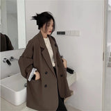 Purpdrank  Chic Black Blazer Casual Coat Streetwear Loose Jackets Solid Oversize Blazer Women Suit Korean Women's Clothing Student New