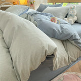 Purpdrank  Class A 100% Cotton Striped Bedding Sets Yarn Dyed Washed Cotton Breathable Duvet Cover Kit Single Bedclothes for All Seasons