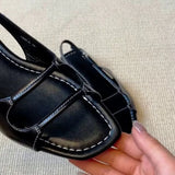 Purpdrank  Retro Square Toe Buckle Flat Sandals Women Fashion Sewing Slingback Brand Designer Shoes Summer Non-slip Roman Style Beach Shoes