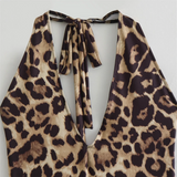 Purpdrank  Spring New Women's Fashion and Casual Versatile Animal Print Hanging Neck Bodysuit