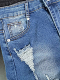 Purpdrank  European and American Summer New Sexy High Waist Tight Piercing High Elasticity Jeans for Women Denim Shorts Plus Size