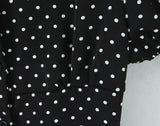 Purpdrank  Summer Vintage Black with White Polka Dot Print Laple Short Puff Sleeve Shirt Women Slim Waist Elastic Back Blouse Tank Top