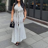 Purpdrank  Summer New Women's Temperament Polka Dot Sleeveless Slim Dress Mermaid Skirt Long Skirt