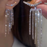 Purpdrank New Simple Stars Tassel Earrings for Women Korean Charm Delicate Shiny Rhinestone Drop Earring Fashion Wedding Gift Jewelry