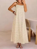 Purpdrank  Beach Casual Spaghrtti Strap Long Dress Women Summer Elegant Sleeveless Backless Lace Maxi Dresses Casual
