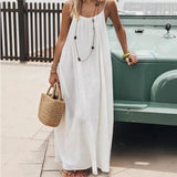 Purpdrank  New Women Strapless Backless Loose Loungewear Dress Skin Friendly Comfortable Home Spaghetti Strap Solid Color Plus Size Dress