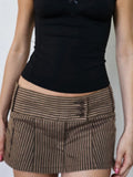 Purpdrank  Casual Basic Printed Striped A-Line Skirts Y2K Sexy Slim Low-Waisted Mini Skirts Women 2025 Summer Fashion Streetwear