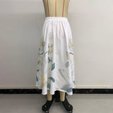 Purpdrank  Vacation Front Button Flower Print Skirt Women's 2025 Summer High Elastic Waist A-line Casual Long Skirts Female