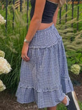 Purpdrank  Women s Chic Pleated Maxi Skirts Stylish High Waist Floral Print Flared Skirts Ruffle Detail Flowy Long Skirts
